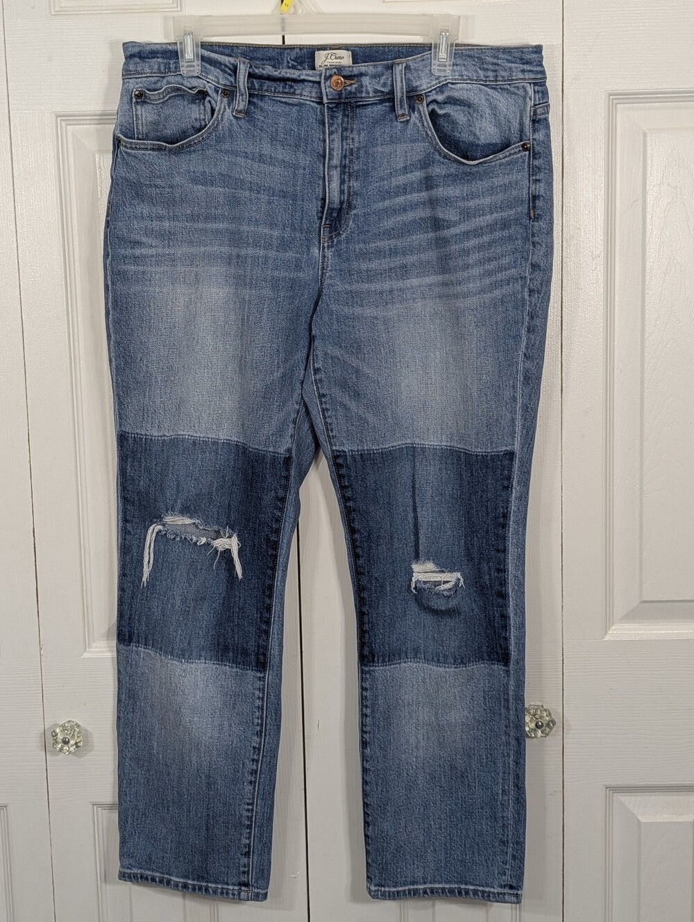 J.Crew: Slim Broken-In Boyfriend Jeans with Patchwork Knee Distressing - Size 31